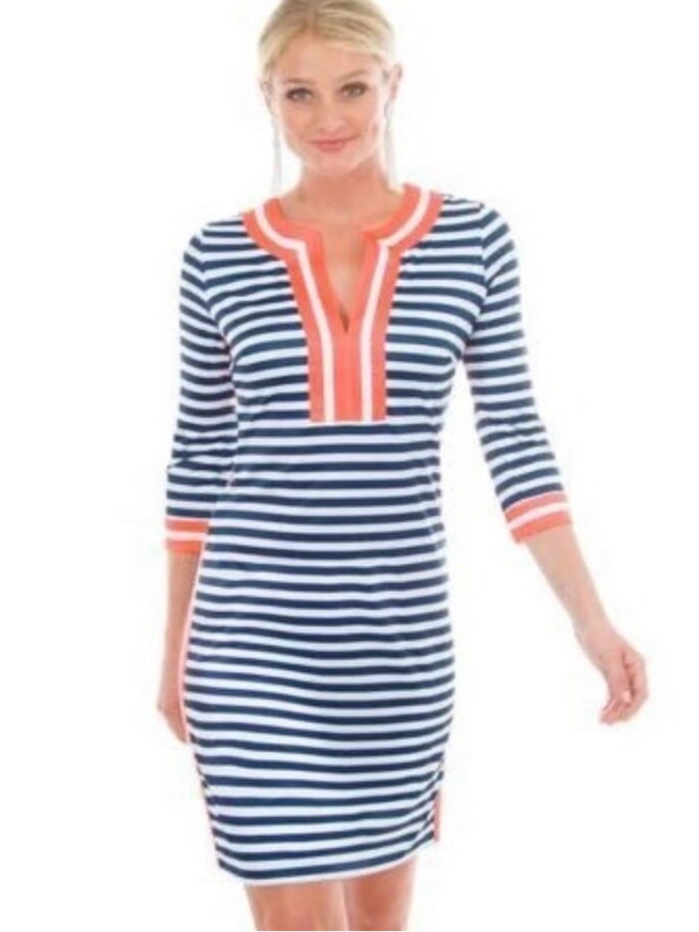 Gretchen Scott | Jersey Split Neck Dress - The
Hinckley Size XL striped stretch